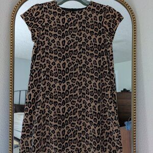 Velvet leopard shift dress